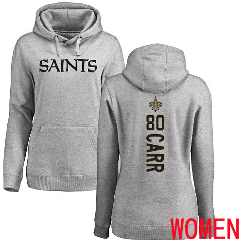New Orleans Saints Ash Women Austin Carr Backer NFL Football 80 Pullover Hoodie Sweatshirts